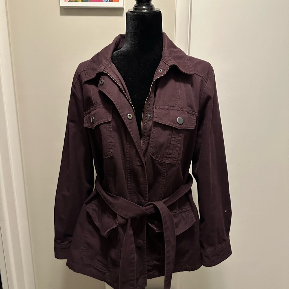 Westport eggplant colored coat with belt